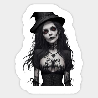 Gothic witch with hat Sticker